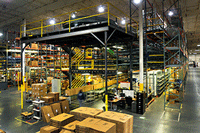 Warehouse with pallet rack system